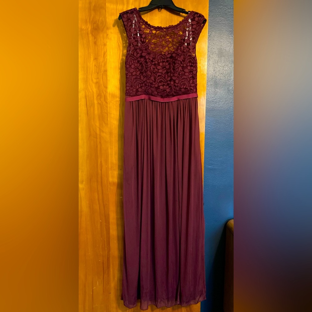 David’s Bridal bridesmaid dress - color maroon.  Only worn once.